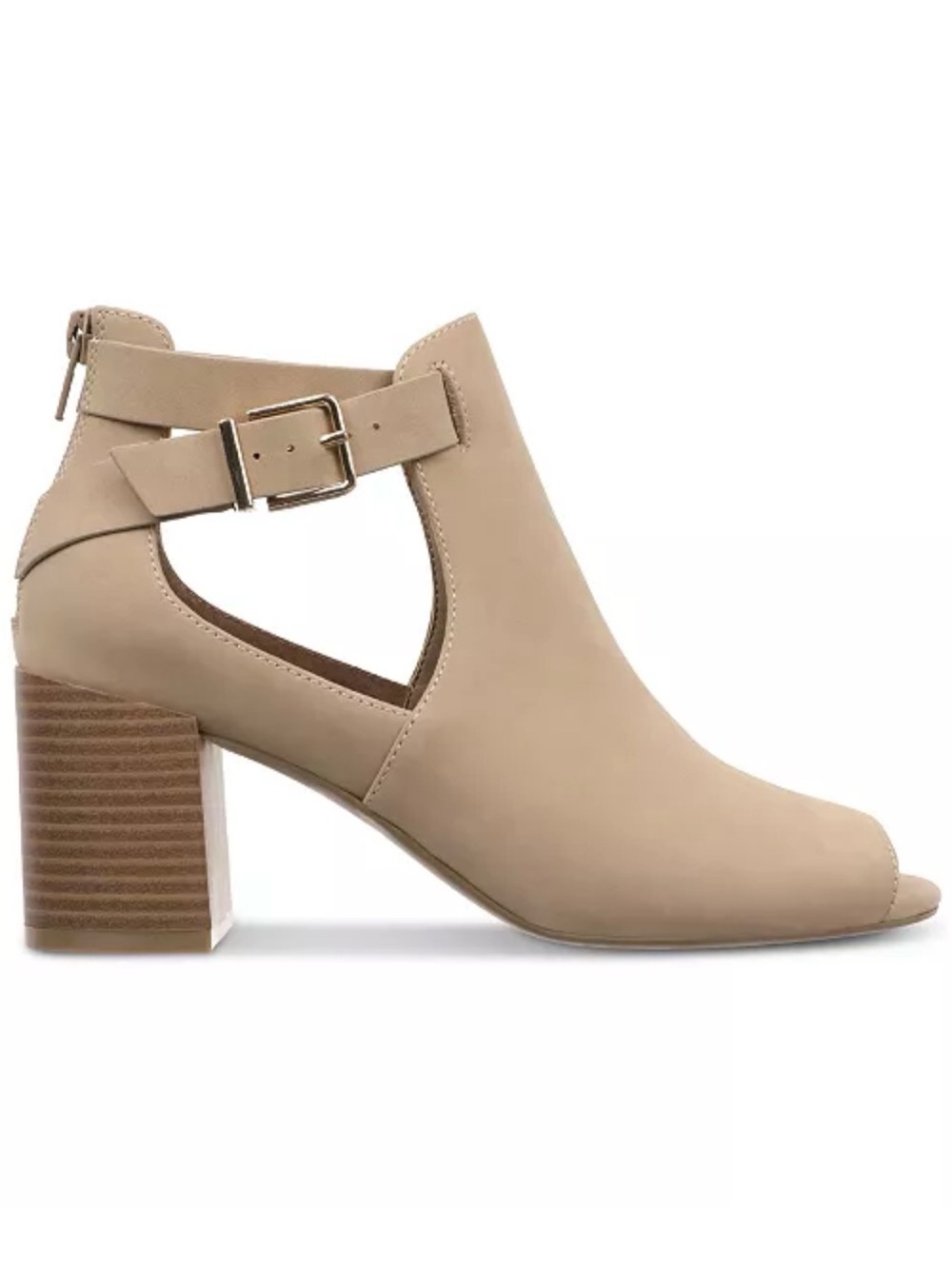 “SELLING AS IS” GIANI BERNINI NUDE LEATHER BLOCK HEEL PEEP TOE SIZE 7.5
